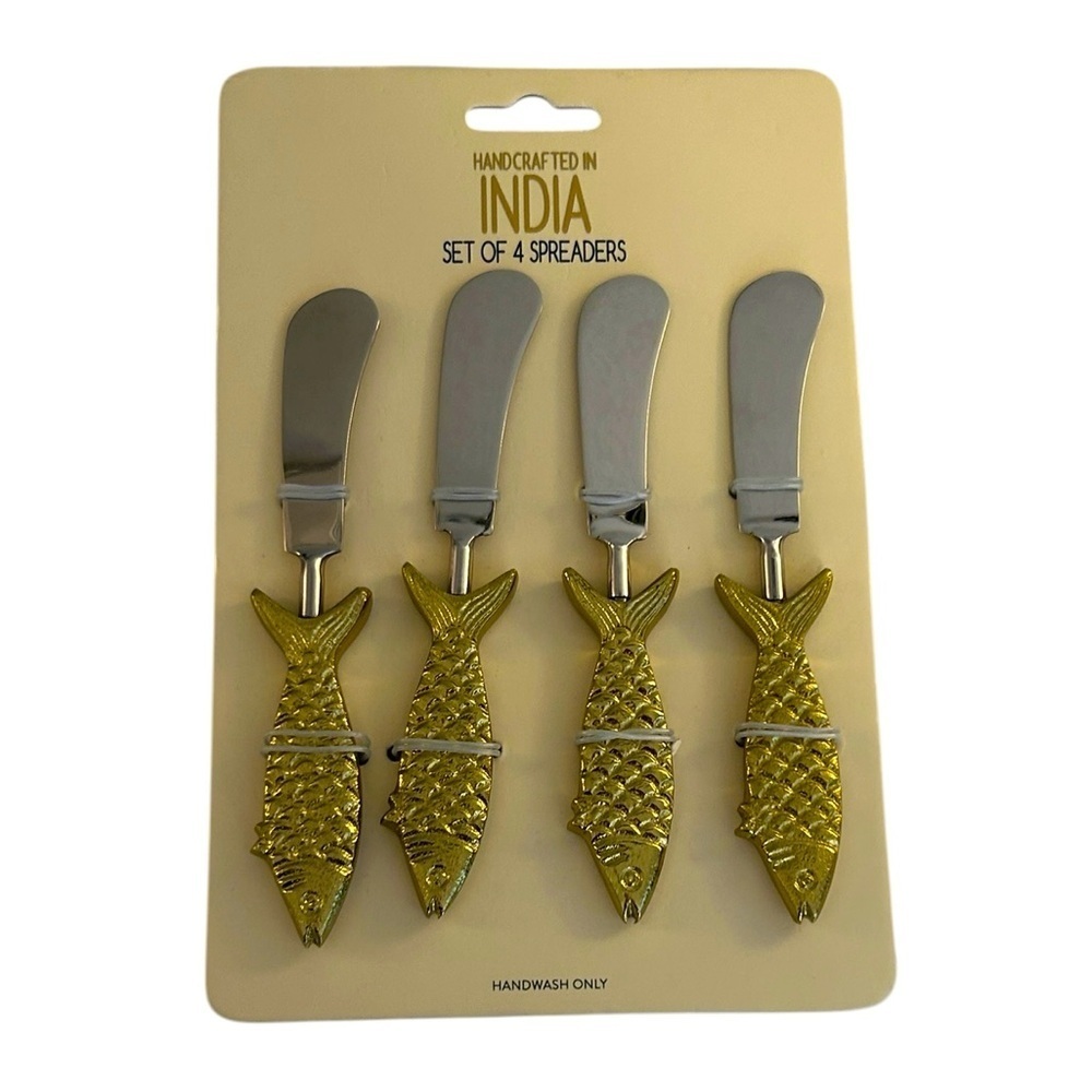 BKP Designs Gold Fish Handle Spreaders Set of 4 New!